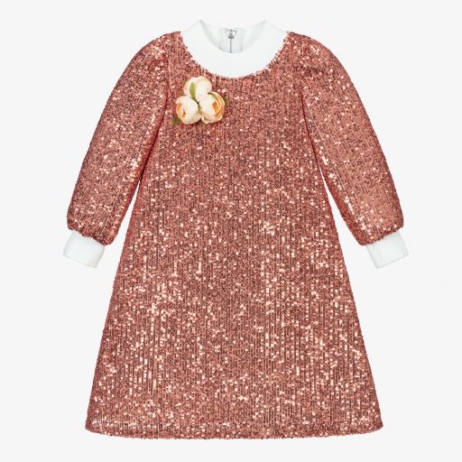 Graci-Pink Sequin Dress & Brooch | Childrensalon Outlet