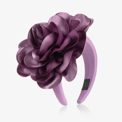 Graci-Purple Satin Flower Hairband | Childrensalon Outlet