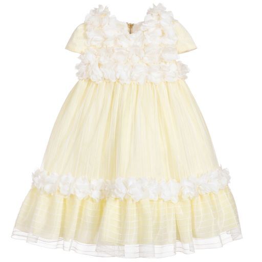 Graci-Yellow & Ivory Floral Dress | Childrensalon Outlet