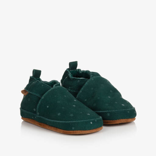 EN FANT-Green Suede Star Slippers | Childrensalon Outlet