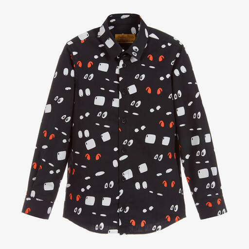 Gresham Blake for Childrensalon-قميص قطن لون أسود بطبعة ملونة | Childrensalon Outlet