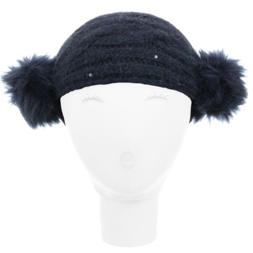 Grevi-Blue Knitted Pom-Pom Headband | Childrensalon Outlet