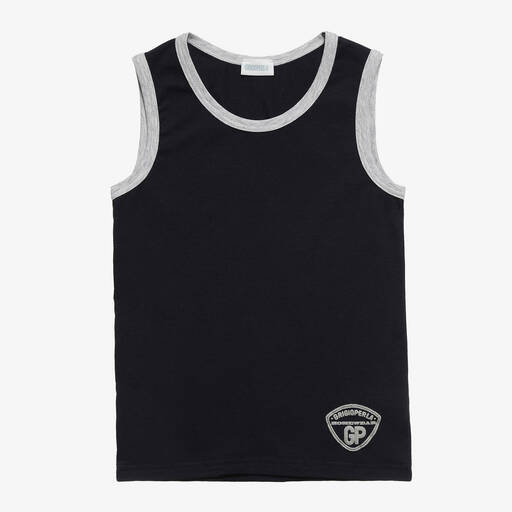 Grigio Perla-Boys Navy Blue Cotton Vest | Childrensalon Outlet