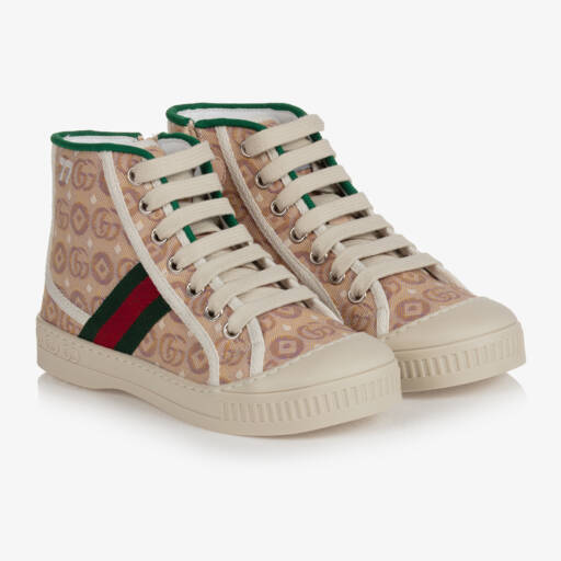 Gucci-Beige High-Top Trainers | Childrensalon Outlet
