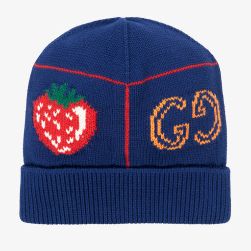 Gucci-Blue Strawberry Logo Hat | Childrensalon Outlet