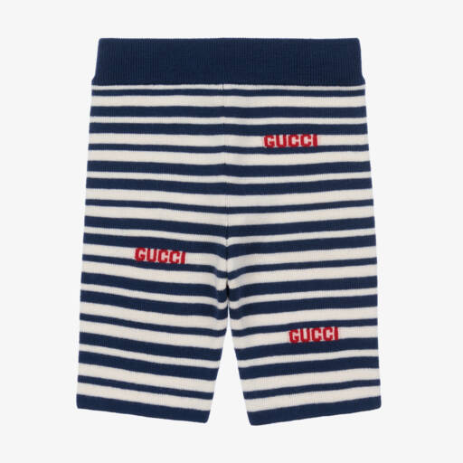 Gucci-Blue Stripe Knitted Wool Baby Shorts | Childrensalon Outlet