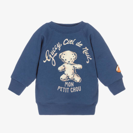Gucci-Blue Teddy Bear Baby Sweatshirt | Childrensalon Outlet