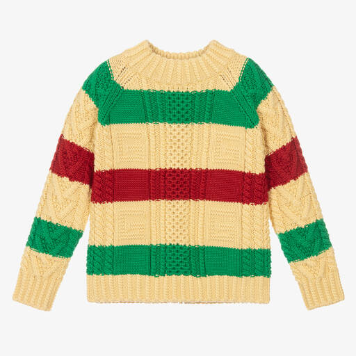 Gucci-Boys Beige Stripe Wool Sweater | Childrensalon Outlet