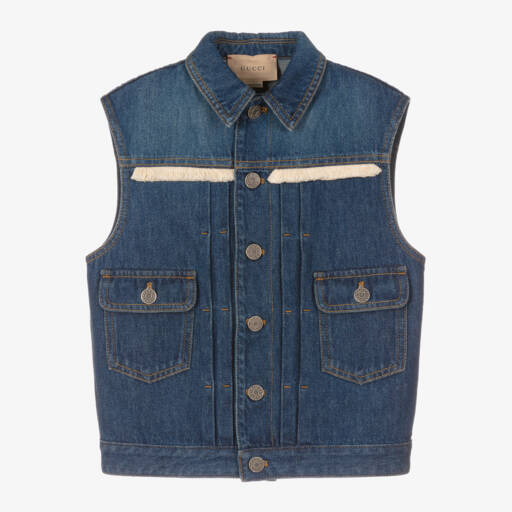 Gucci-Boys Blue Denim Logo Vest | Childrensalon Outlet