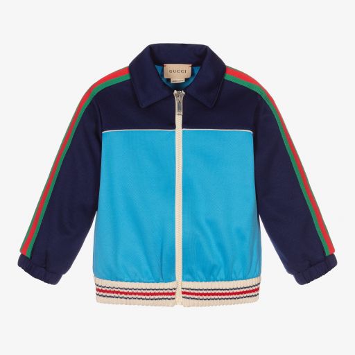 Gucci-Boys Blue Jersey Zip-Up Top | Childrensalon Outlet
