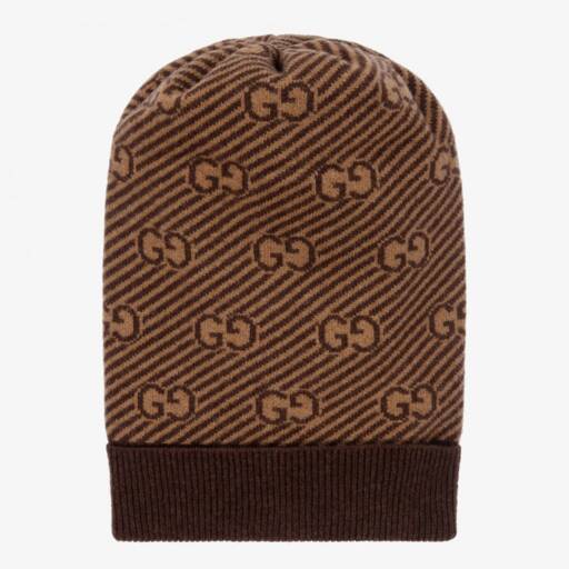 Gucci-Boys Brown Wool Logo Beanie | Childrensalon Outlet
