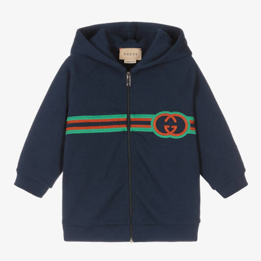 Gucci-Boys Cotton Navy Zip Hoodie | Childrensalon Outlet