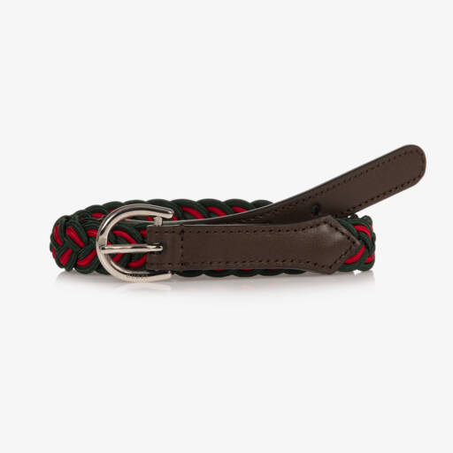 Gucci-Boys Green and Red Braided Belt | Childrensalon Outlet
