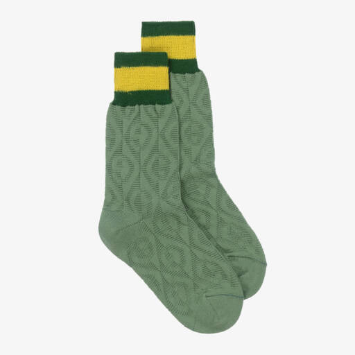 Gucci-Boys Green Rhombus Knit Socks | Childrensalon Outlet