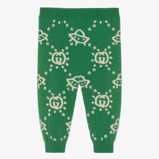 Gucci-Boys Green Wool Logo Trousers | Childrensalon Outlet