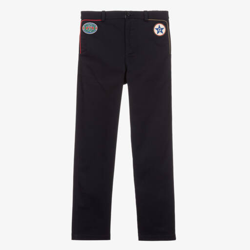 Gucci-Boys Navy Gabardine Trousers | Childrensalon Outlet