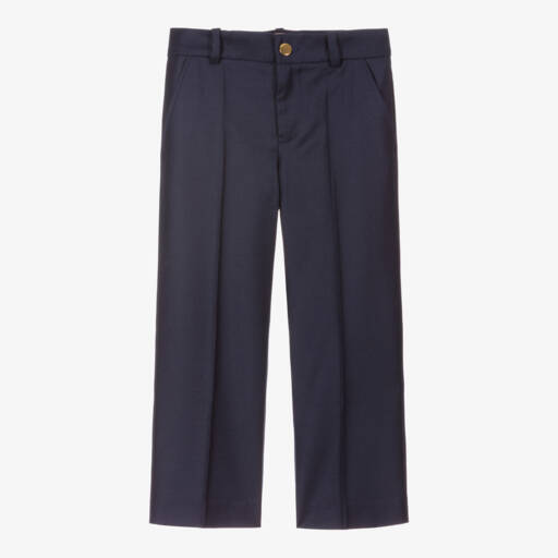 Gucci-Boys Navy Wool-Cashmere Trousers | Childrensalon Outlet