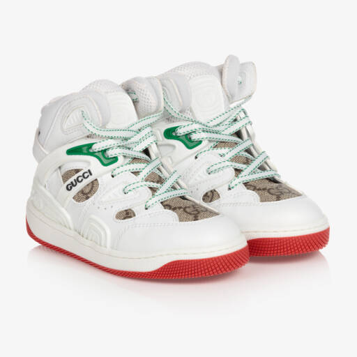 Gucci-Boys White High-Top Sneakers | Childrensalon Outlet