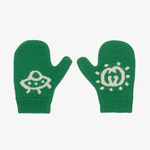 Gucci-Boys Woollen Green Mittens | Childrensalon Outlet
