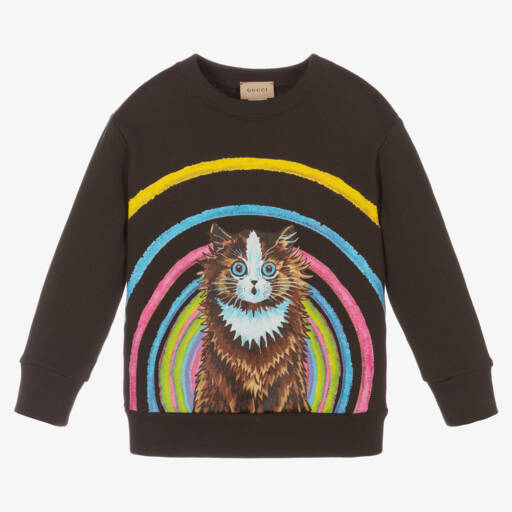 Gucci-سويتشيرت قطن لون رمادي للبنات | Childrensalon Outlet