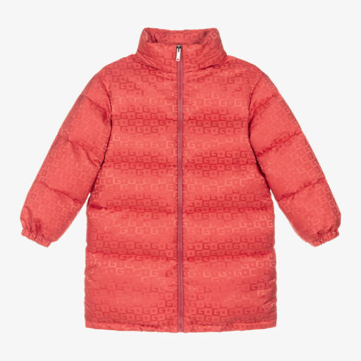 Gucci-معطف بافر هودي لون زهري للبنات | Childrensalon Outlet