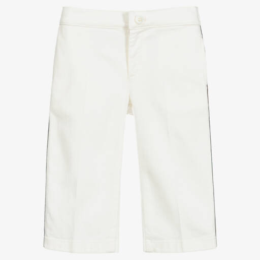 Gucci-Girls Off-White Twill Culottes | Childrensalon Outlet