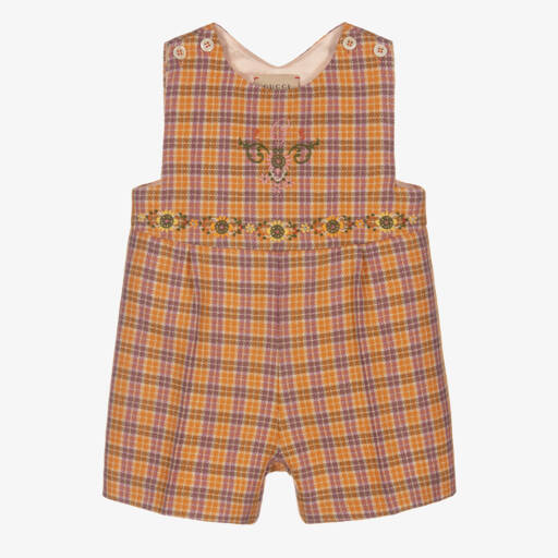 Gucci-Girls Orange Wool Check Shortie | Childrensalon Outlet