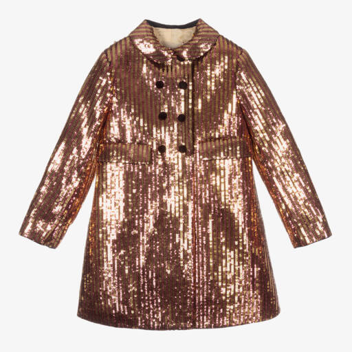 Gucci-Girls Pink & Gold Sparkle Coat | Childrensalon Outlet