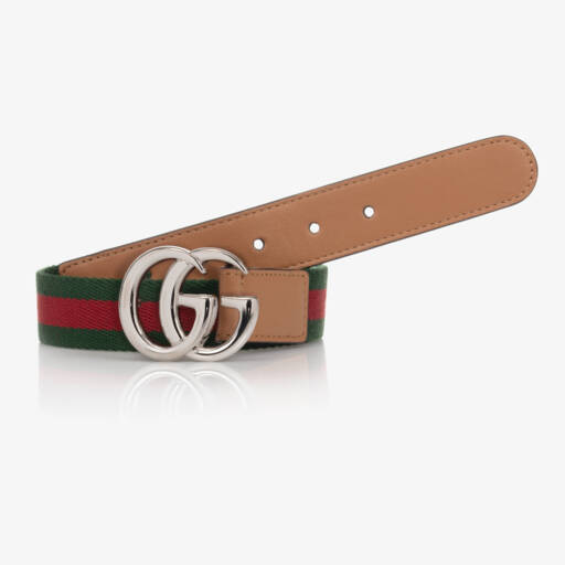 Gucci-Green & Red Web Double G Belt | Childrensalon Outlet