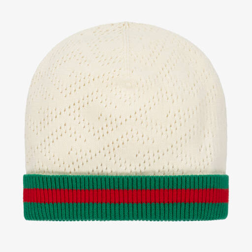 Gucci-Ivory Knitted Stripe Beanie | Childrensalon Outlet