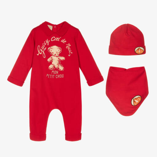 Gucci-Red Cotton Baby Gift Ensemble | Childrensalon Outlet