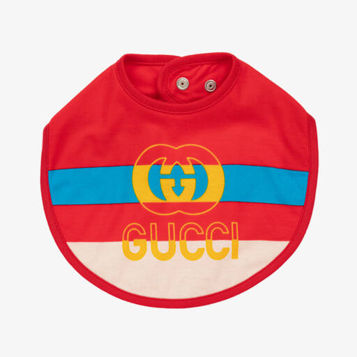 Gucci-Red Cotton Interlocking G Bib | Childrensalon Outlet