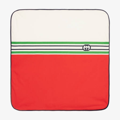 Gucci-Red & White Cotton Baby Blanket | Childrensalon Outlet