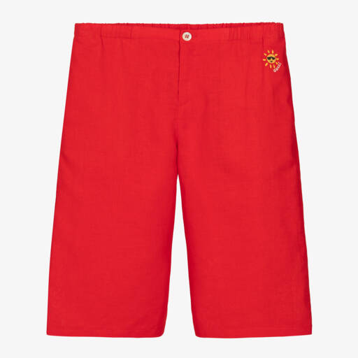 Gucci-Teen Boys Scarlet Linen Blend Shorts | Childrensalon Outlet