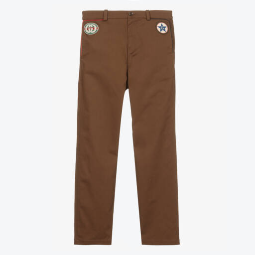 Gucci-Teen Brown Gabardine Trousers | Childrensalon Outlet