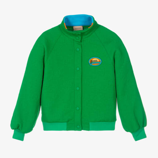 Gucci-Зеленая куртка с набивным принтом GG | Childrensalon Outlet