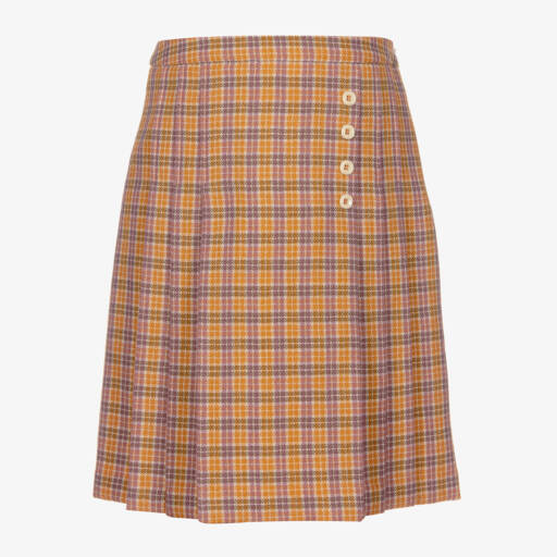 Gucci-Teen Orange Check Wool Skirt | Childrensalon Outlet