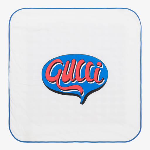 Gucci-White Logo Blanket (80cm) | Childrensalon Outlet