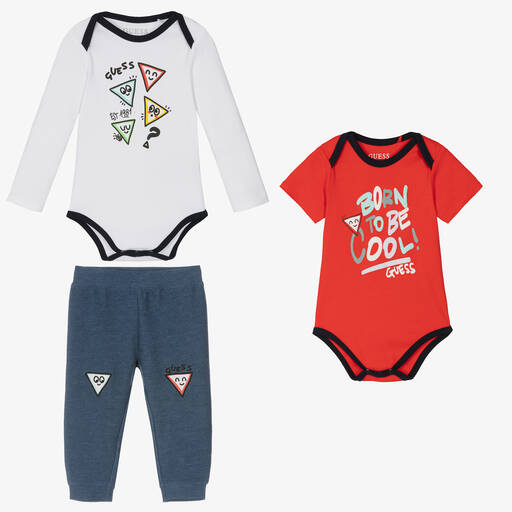 Guess-Baby Boys Blue & Red Trouser Set | Childrensalon Outlet