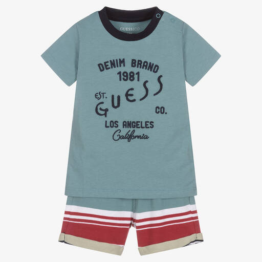 Guess-Голубой топ и шорты в полоску | Childrensalon Outlet