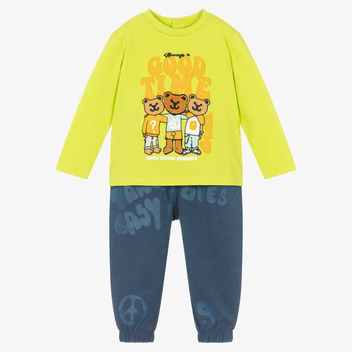 Guess-Baby Boys Green & Blue Joggers Set | Childrensalon Outlet