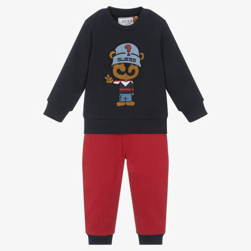 Guess-Baumwoll-Trainingsanzug Navy/Rot | Childrensalon Outlet