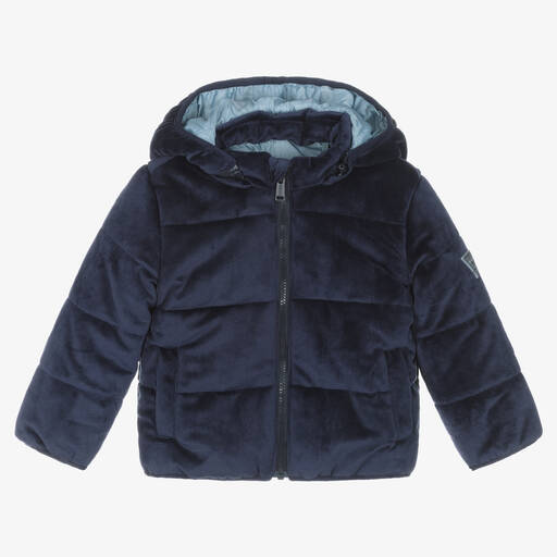 Guess-Navyblaue Samt-Steppjacke für Babys | Childrensalon Outlet