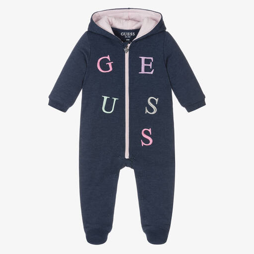 Guess-أفرول شتوي قطن جيرسي لون كحلي للمولودات | Childrensalon Outlet