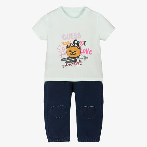 Guess-Baby Girls Green & Blue Trouser Set | Childrensalon Outlet