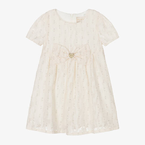 Guess-Кремовое платье из жаккарда и шифона для малышек | Childrensalon Outlet