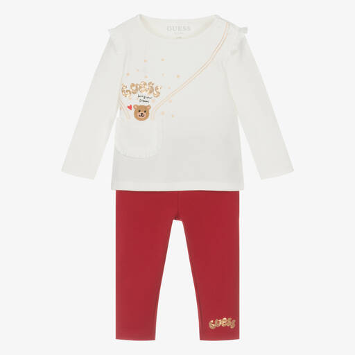 Guess-Кремовый топ и красные легинсы | Childrensalon Outlet