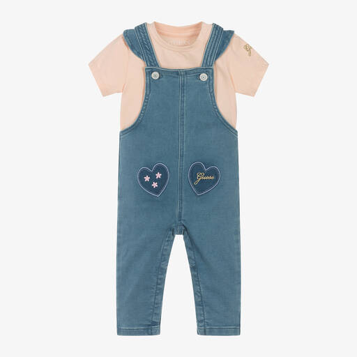 Guess-Розовый топ и синий полукомбинезон для малышек | Childrensalon Outlet