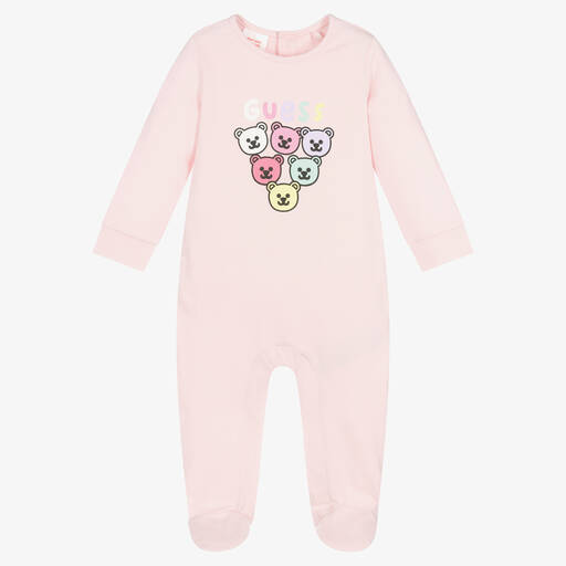 Guess-Baby Girls Pink Cotton Babygrow | Childrensalon Outlet