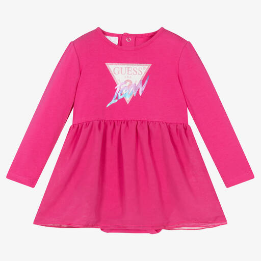 Guess-Baby Girls Pink Cotton Dress | Childrensalon Outlet